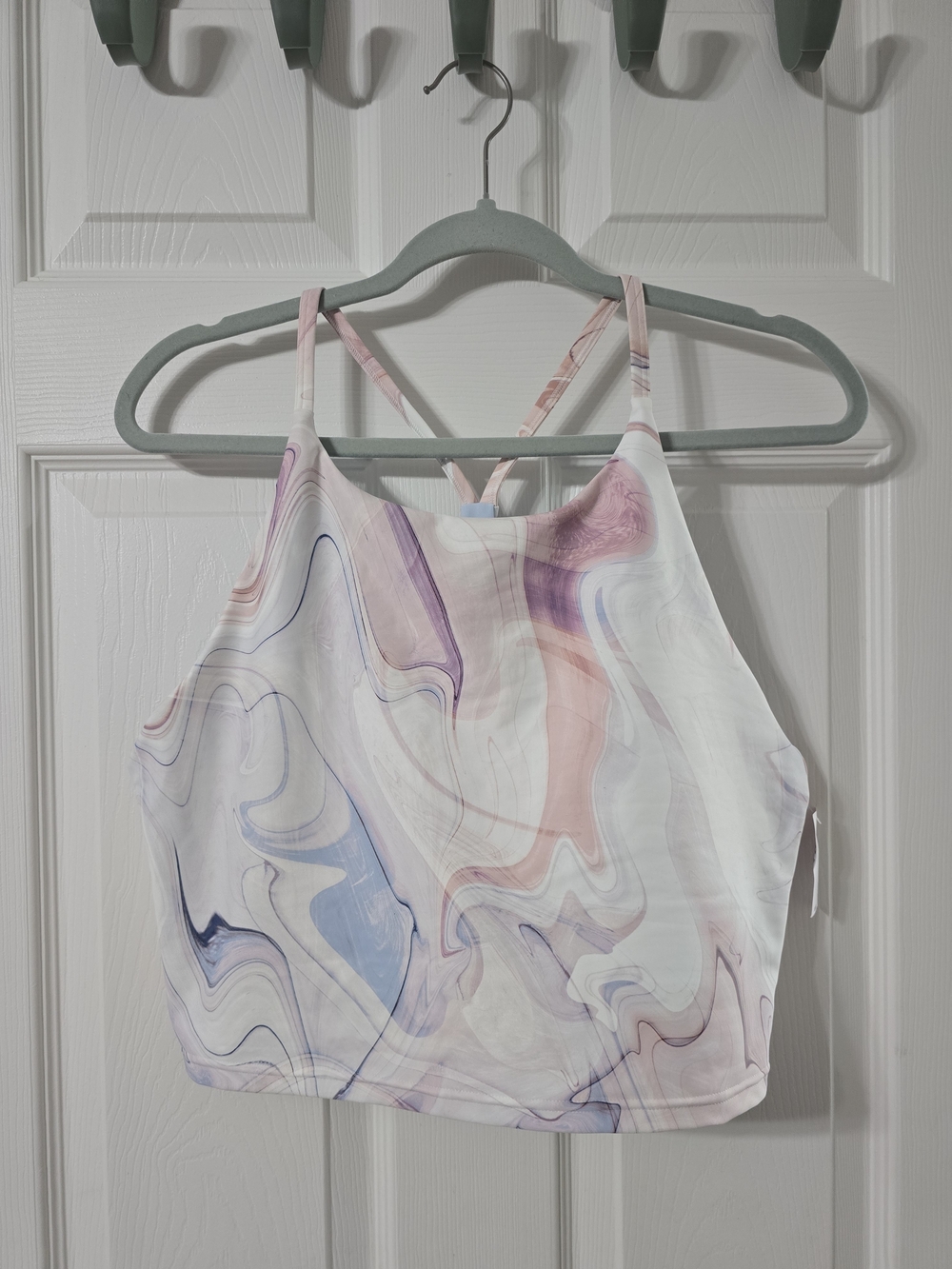 NWT Old Navy Marble-Print Strappy Crop Cami - White, Pink, Purple, Blue
